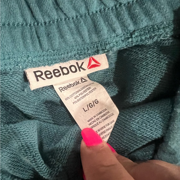 Reebok Teal Athletic Shorts Size L Drawstring Logo - Picture 2 of 2